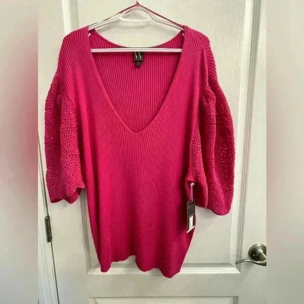 Worthington Womens V-Neck Short Sleeve Pullover Sweater